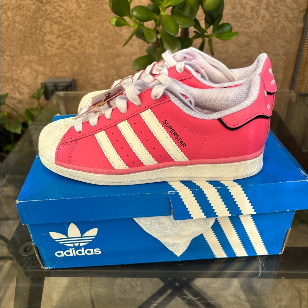 Adidas Superstar Bold Pink and White Shoes